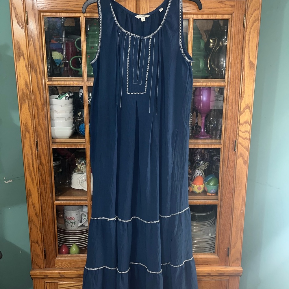 Max Studio Deep Blue Maxi Dress with Light Accents